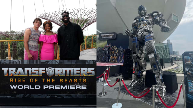 “Transformers”演员狮城走红毯　4.5m“Mirage”雕像霸气亮相