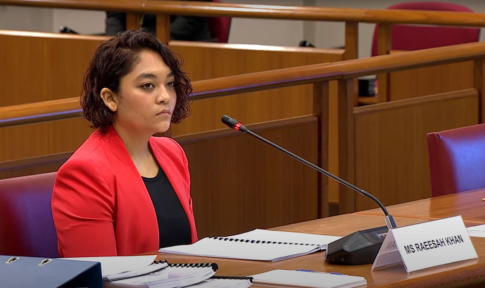 Former Workers’ Party Member of Parliament Raeesah Khan at a Committee of Privileges hearing on Dec 22, 2021. Former Workers’ Party Member of Parliament Raeesah Khan at a Committee of Privileges hearing on Dec 22, 2021.