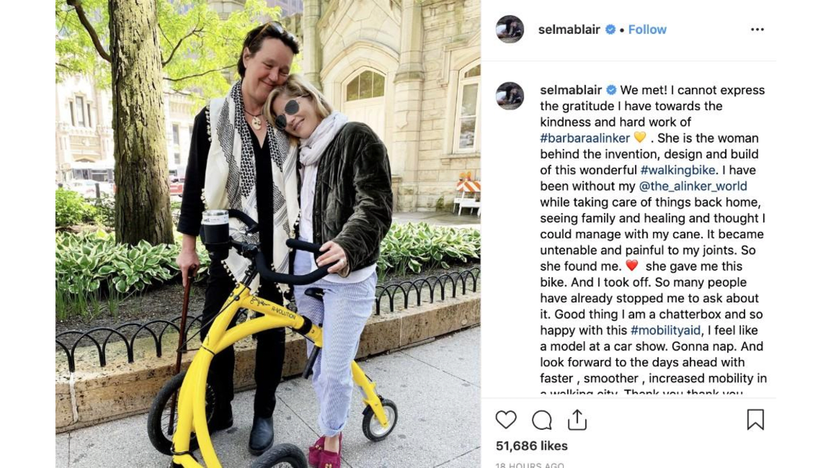 Selma Blair gets mobility bike amid MS battle - 8days