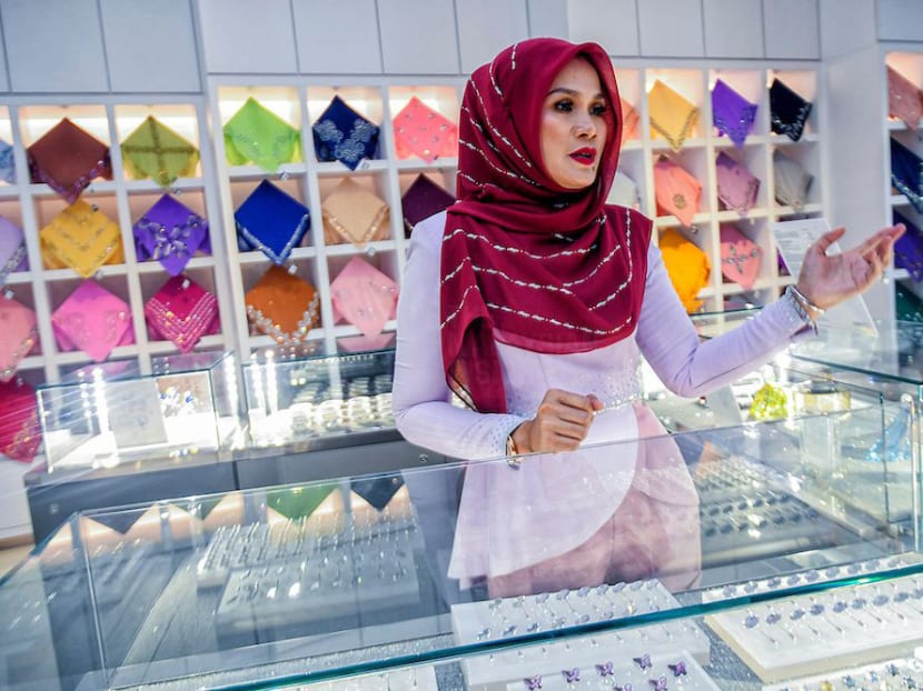 Bawal Exclusive proprietor Haliza Maysuri sells the 'hijab', and the most expensive one, which is encrusted with Swarovski crystals, costs RM33,000. Photo: The Malaysian Insight