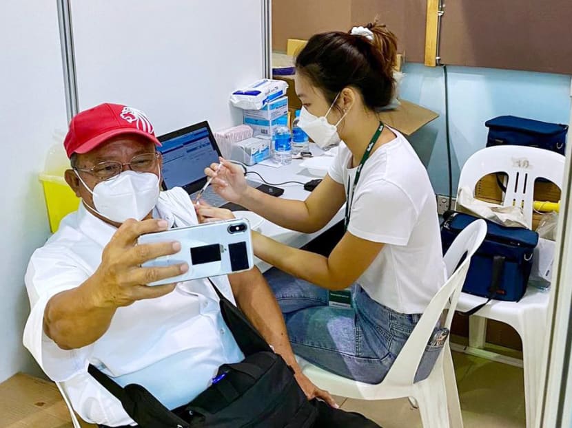 A man getting his Covid-19 booster vaccine shot on Sept 15, 2021.