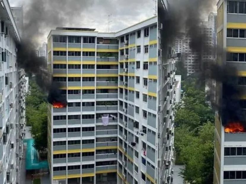 A fire broke out at Block 419 Fajar Road on Aug 16, 2020.