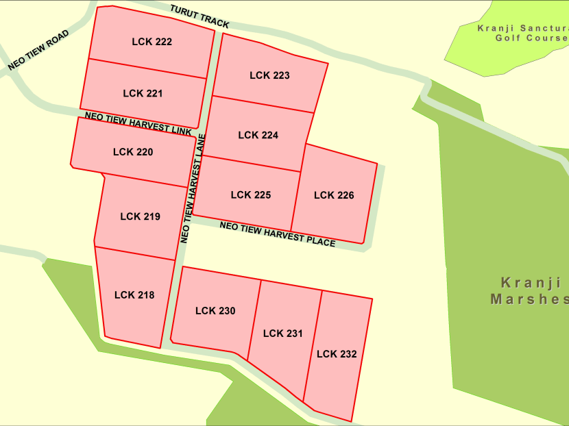 A map from the Agri-Food and Veterinary Authority (AVA) shows the first batch of land parcels offered by the AVA through a fixed-price tender method. A map from the Agri-Food and Veterinary Authority (AVA) shows the first batch of land parcels offered by the AVA through a fixed-price tender method.