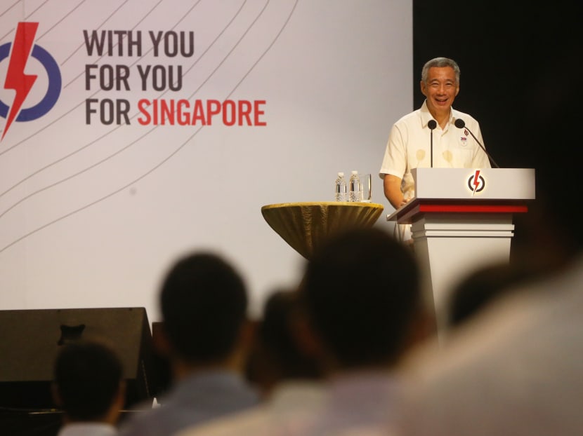 Prime Minister Lee Hsien Loong speaking at the PAP Party Convention 2015 held at the Max Pavilion on Dec 6. Photo: Ooi Boon Keong
