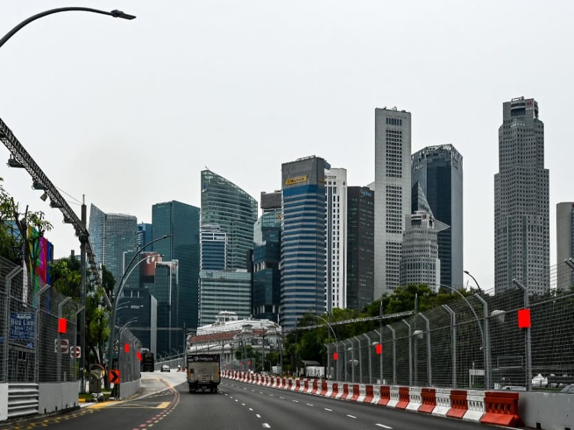 A view of a road used for the track of the upcoming Formula One Singapore Grand Prix night race to be held on Oct 2, 2022.