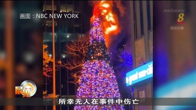 纽约福克斯新闻总部外圣诞树遭人纵火焚烧 嫌犯已被逮捕
