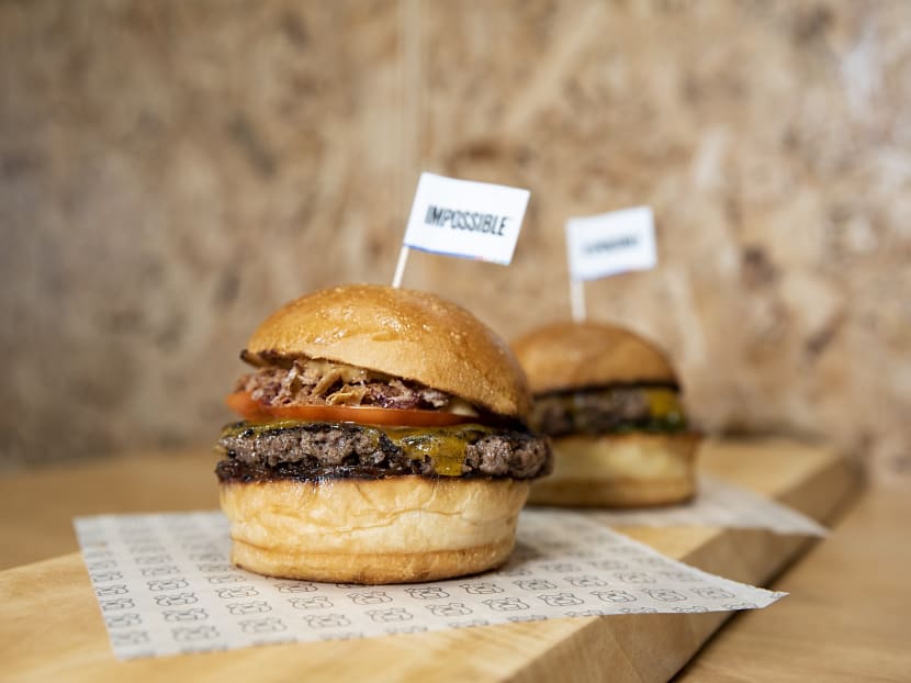 Burgers with plant-based patties from Impossible Foods. Consumers may order dishes made with Impossible Foods' products from May 21 on Deliveroo. Burgers with plant-based patties from Impossible Foods. Consumers may order dishes made with Impossible Foods' products from May 21 on Deliveroo.