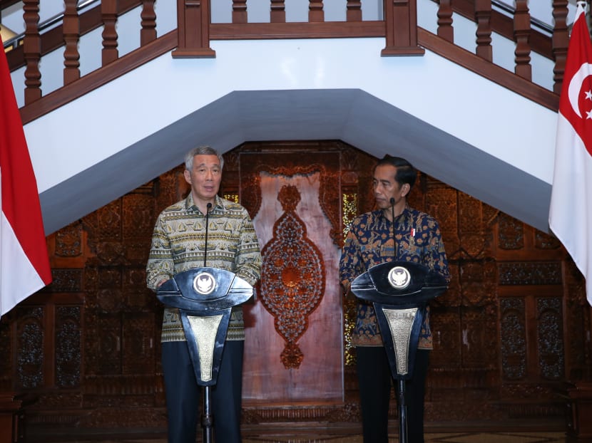 Singapore's Prime Minister Lee Hsien Loong (left), seen here with Indonesian President Joko Widodo at a leaders' retreat in Semarang, said he expressed hopes for a practical solution to the Trans-Pacific Partnership. Photo: Ministry of Communications & Information