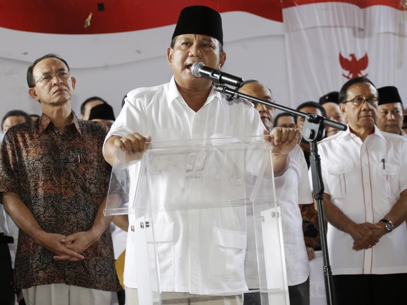 Indonesian presidential candidate Prabowo Subianto gestures during a press conference in Jakarta, Indonesia,  July 22, 2014.  Photo: AP