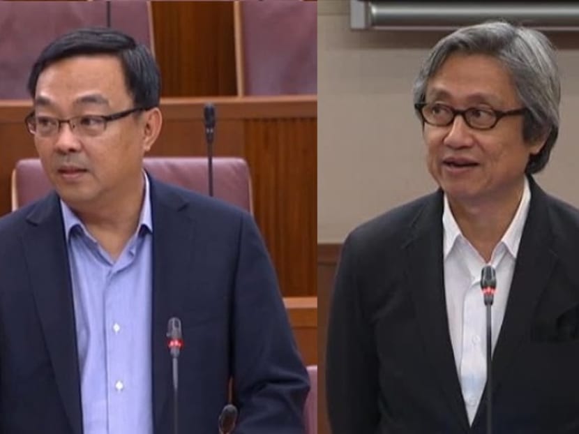 Member of Parliament for Pioneer SMC Cedric Foo (left) and Workers' Party MP Chen Show Mao (right). Photo: Channel NewsAsia