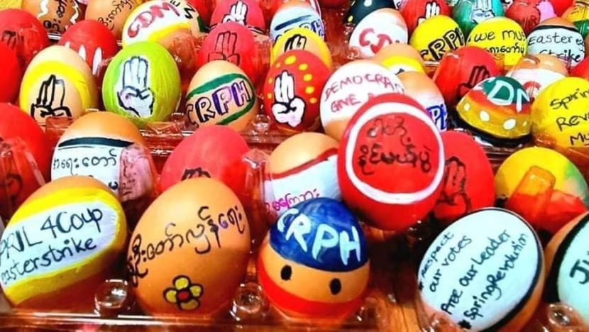In Myanmar, Easter eggs become symbol of defiance for anti-coup protesters In Myanmar, Easter eggs become symbol of defiance for anti-coup protesters