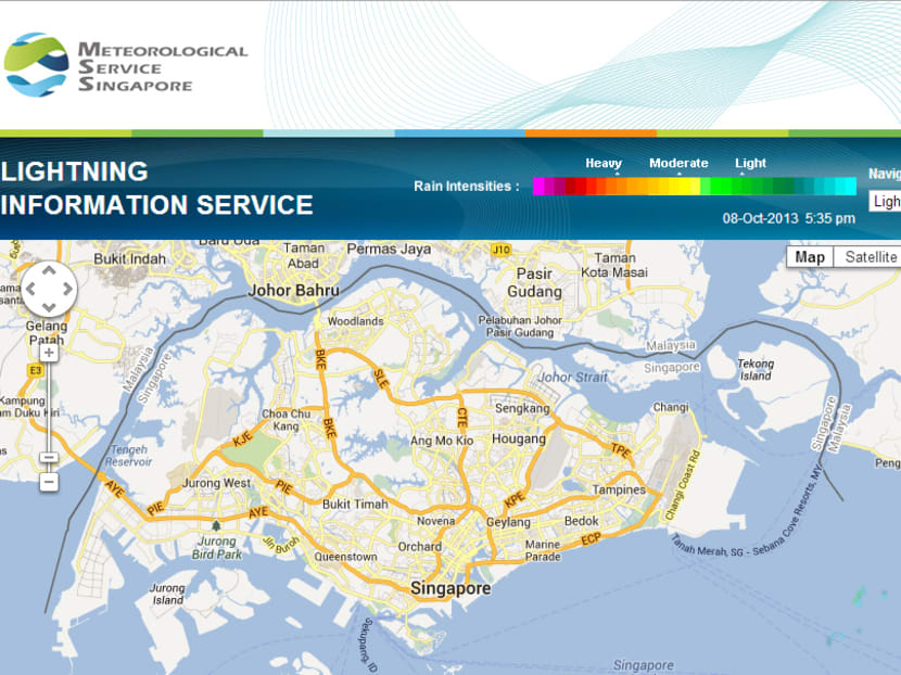 Screenshot of the Lightning Information Service on MSS website.