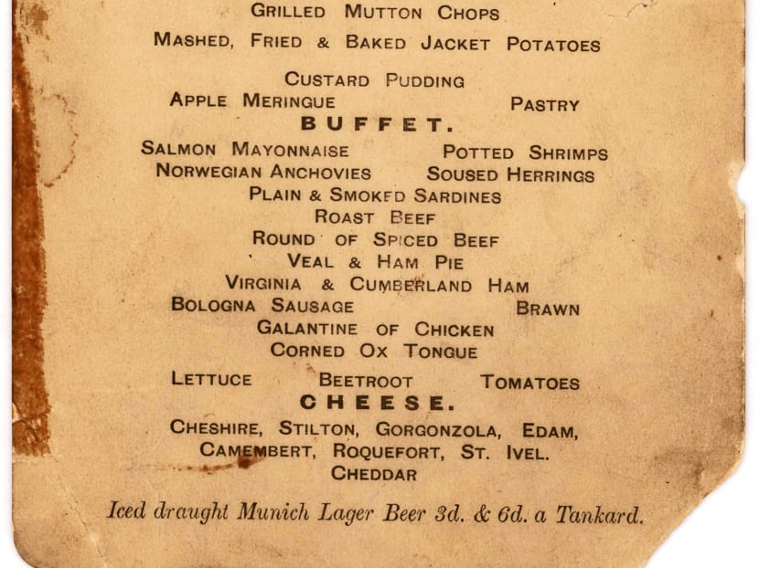 This undated photo provided by Lion Heart Autographs shows the Titanic’s last lunch menu, which is going to auction and is estimated to bring US$50,000 to US$70,000. Photo: Lion Heart Autographs via AP