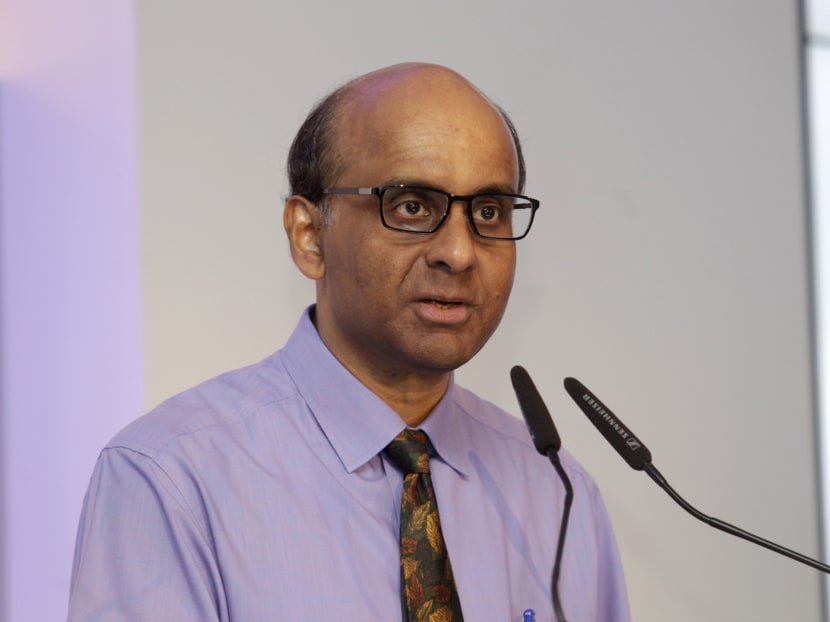 Deputy Prime Minister and Minister for Finance Tharman Shanmugaratnam speaking at the official opening of Lifelong Learning Institute, Sept 17 2014. Photo: Wee Teck Hian