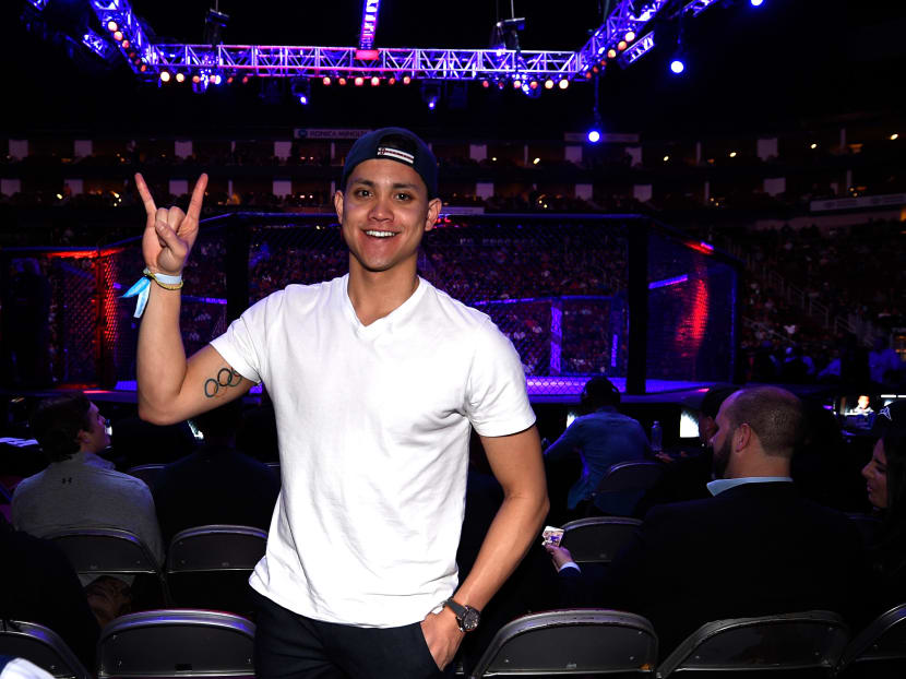 Singapore's Olympic swim champion Joseph Schooling at the UFC Fight Night 104’s Mixed Martial Arts (MMA) event in Houston on Saturday, Feb 4. He says he is in the best shape of his life and is ready for next month's NCAA Championships. Photo: UFC