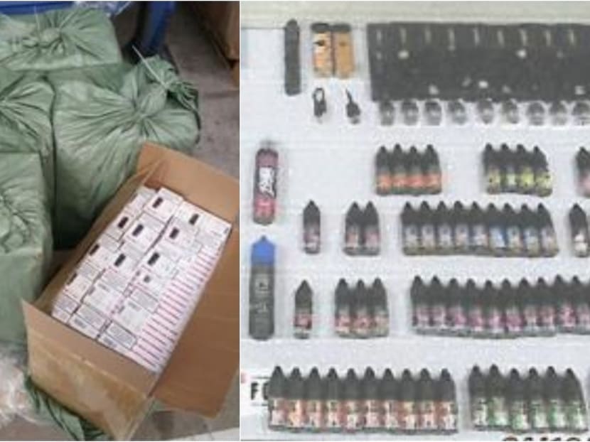 Eight people bought e-vaporisers and related components from overseas and sold them illegally on various social media and e-commerce platforms. More than S$70,000 worth of the prohibited items were seized by the authorities (pictured).