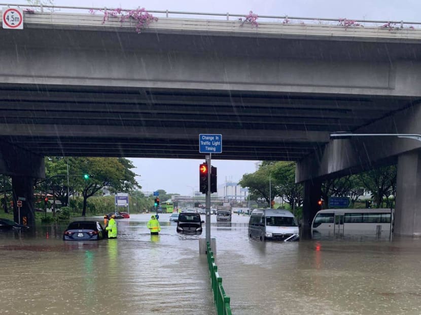 Flooding at the junction of Tampines Avenue 10 and Pasir Ris Drive 12 on Aug 20, 2021. Flooding at the junction of Tampines Avenue 10 and Pasir Ris Drive 12 on Aug 20, 2021.