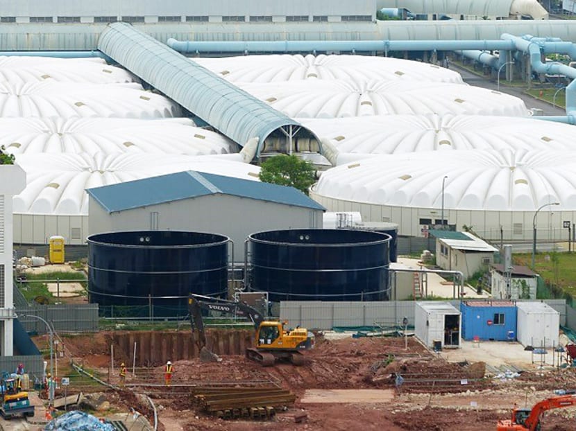 The co-digestion plant, a collaboration between national water agency PUB and Anaergia Pte Ltd. It was to be completed by last September but the project has been delayed and is about 60 per cent completed. Photo: Structura Construction