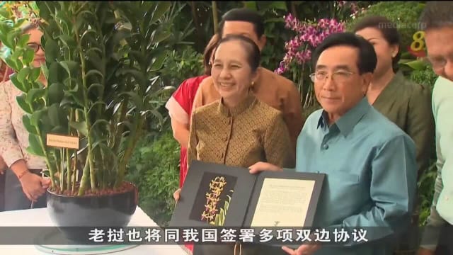 老挝总理伉俪出席国家胡姬园新品种命名仪式