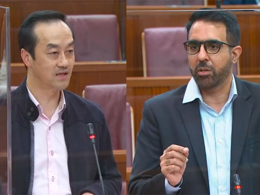 Mr Pritam Singh (right) said that a minimum wage will benefit vulnerable workers, but Dr Koh Poh Koon (left) questioned the effectiveness of such a policy and warned that it could be politicised.