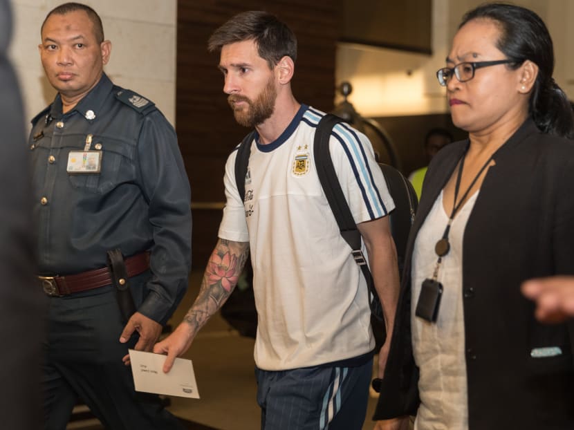 Lionel Messi arriving at Changi Aiport on Saturday (June 10) at 4pm. He left Singapore the same night to return home. Photo: Argentine Football Association