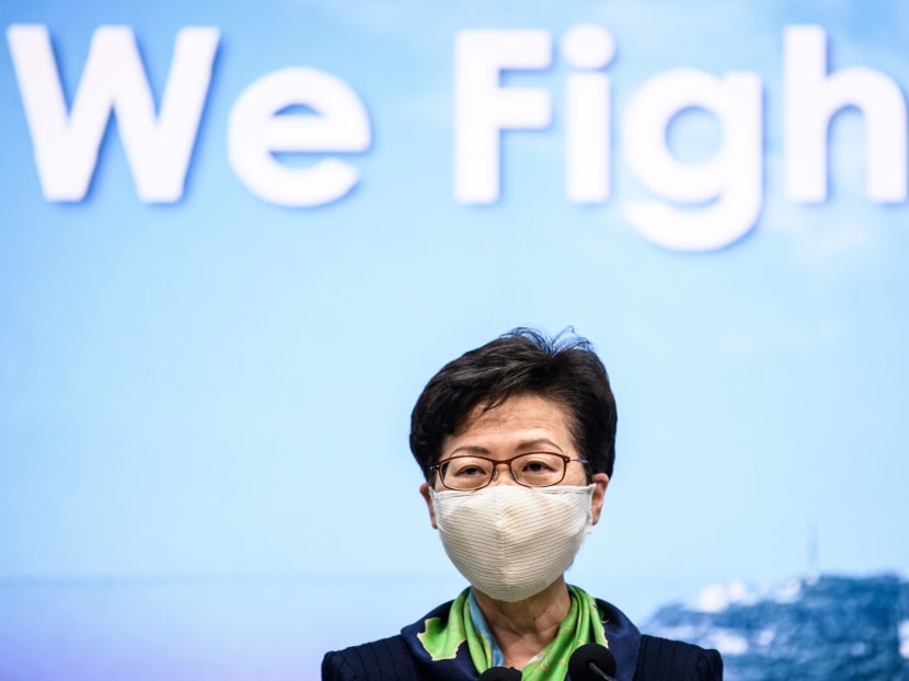 Hong Kong chief executive Carrie Lam speaks during a press conference at the government headquarters in Hong Kong on Tuesday, Aug 18, 2020.