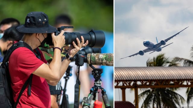 航空展不对外开放 数百飞机爱好者齐聚樟宜海滩拍摄