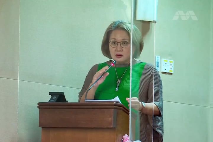 Workers' Party chairman Sylvia Lim speaking in Parliament on Feb 15, 2022. Workers' Party chairman Sylvia Lim speaking in Parliament on Feb 15, 2022.