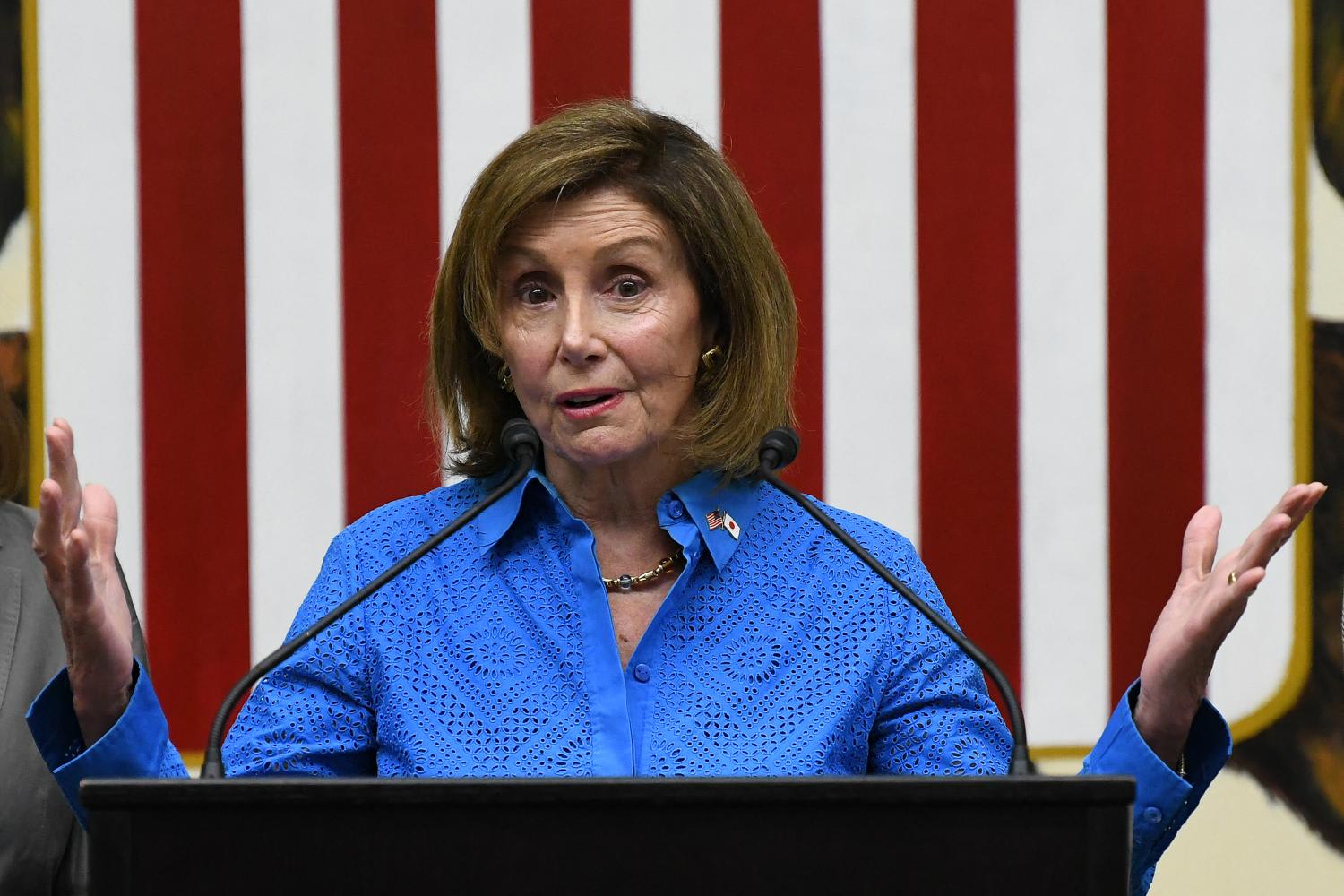 US House Speaker Nancy Pelosi attends a press conference at the US Embassy in Tokyo on Aug 5, 2022, at the end of her Asian tour, which included a visit to Taiwan. US House Speaker Nancy Pelosi attends a press conference at the US Embassy in Tokyo on Aug 5, 2022, at the end of her Asian tour, which included a visit to Taiwan.