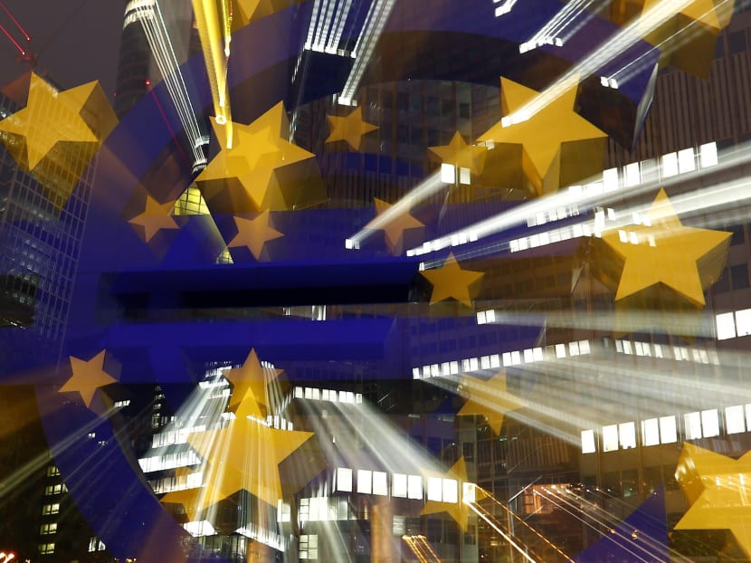 Photo of the euro sign landmark outside the headquarters of the European Central Bank (ECB) in Frankfurt on Sept 2, 2013. Photo: Reuters
