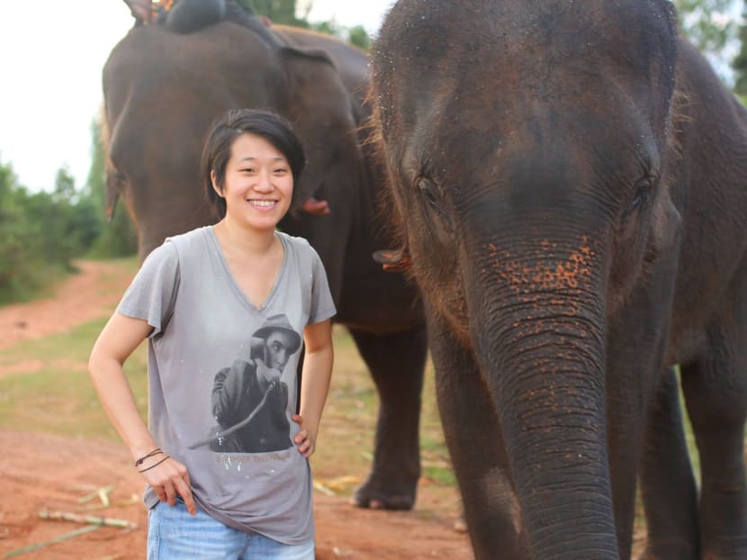 Singaporean filmmaker Kirsten Tan with the elephant Bong who is one of the main stars in Pop Aye, Singapore's first feature film to compete at Sundance Film Festival. Photo: Kirsten Tan