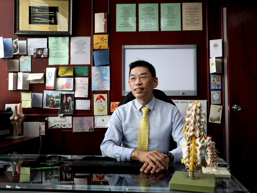 Dr Yeo Sow Nam in his clinic The Pain Specialist at Mount Elizabeth Hospital.
