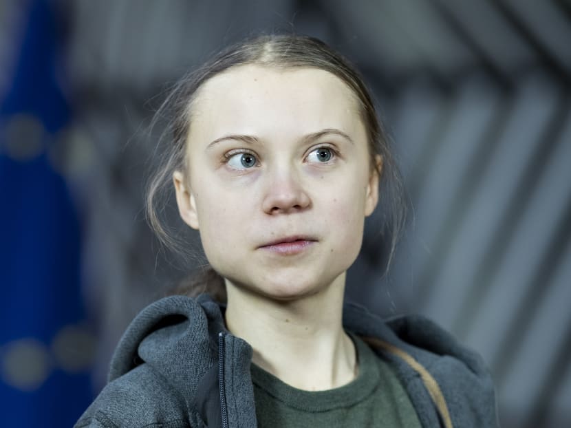 Swedish environmentalist Greta Thunberg arrives for a meeting with EU environment ministers at the Europa Building in Brussels on March 5, 2020.