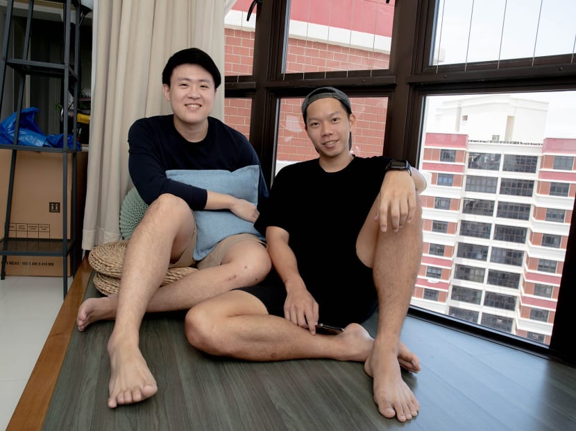 Mr Bryan Foo (right), 28, and his housemate, Mr Jin Dong Yang, 27, in their rented flat at Redhill Road on Thursday, Sept 9, 2021.