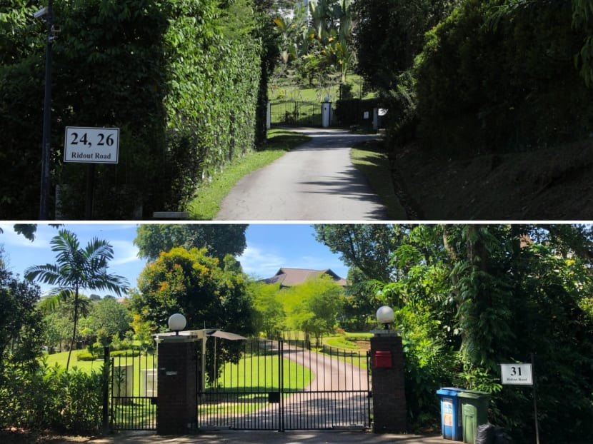 Along Ridout Road, off Holland Road, a bungalow (unit 26, top) is rented by Law and Home Affairs Minister K Shanmugam and one (unit 31, bottom) by Foreign Affairs Minister Vivian Balakrishnan.