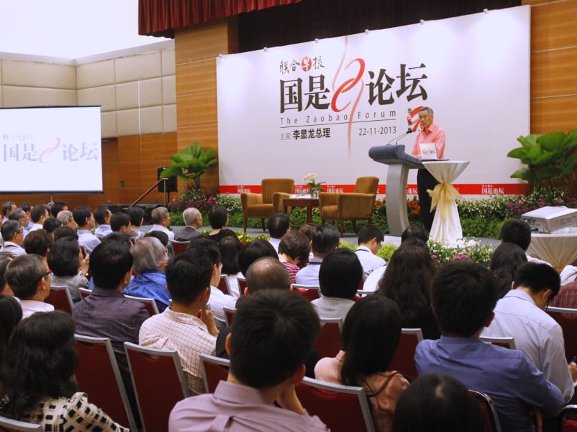 Prime Minister Lee Hsien Loong delivering his keynote speech. Photo: Ernest Chua