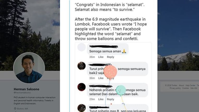 Facebook kesal animasi belon pada muatnaik gempa Lombok