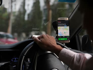A file photo of a Grab driver.