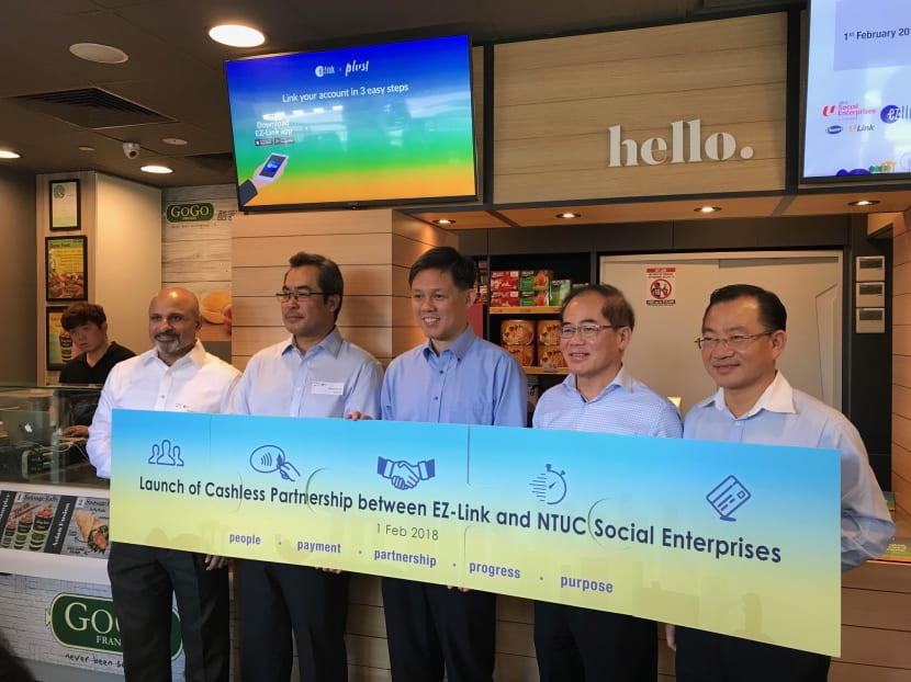 NTUC secretary-general Chan Chun Sing, who is also Minister in Prime Minister’s Office said he hoped the partnership will allow people to enjoy a more seamless experience when making their purchases. Photo: Toh Ee Ming/TODAY