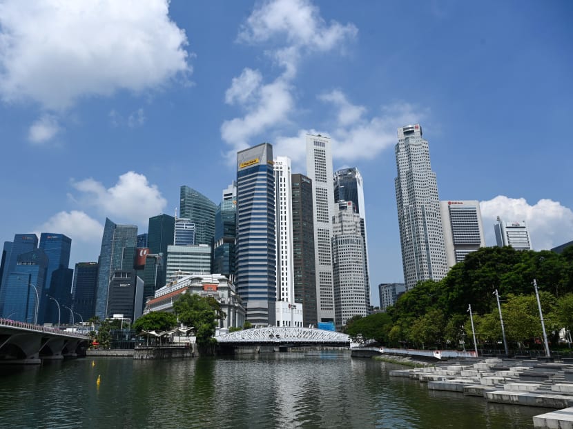 A view of the financial business district buildings in Singapore on June 25, 2021.