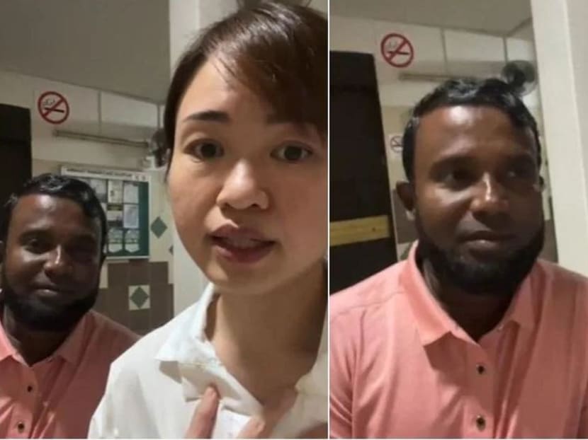 MacPherson MP Tin Pei Ling standing next to Mr Babul, whose son was punched in the chest by an unidentified man. MacPherson MP Tin Pei Ling standing next to Mr Babul, whose son was punched in the chest by an unidentified man.