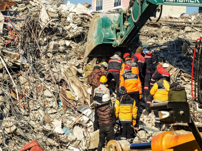 Rescuers carry out search operations among the rubble of collapsed buildings in Adiyaman, Turkey on Feb 9, 2023, three days after a 7.8-magnitude earthquake struck southeast Turkey. Rescuers carry out search operations among the rubble of collapsed buildings in Adiyaman, Turkey on Feb 9, 2023, three days after a 7.8-magnitude earthquake struck southeast Turkey.