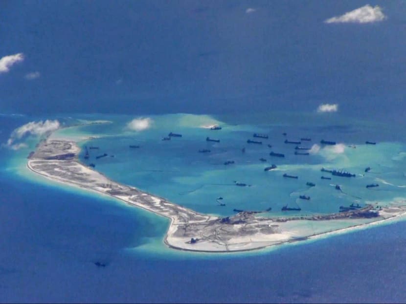 Chinese dredging vessels are purportedly seen in the waters around Mischief Reef in the disputed Spratly Islands in the South China Sea. China starts work on world’s biggest test site for drone ships at gateway to the waterway. Photo: Reuters