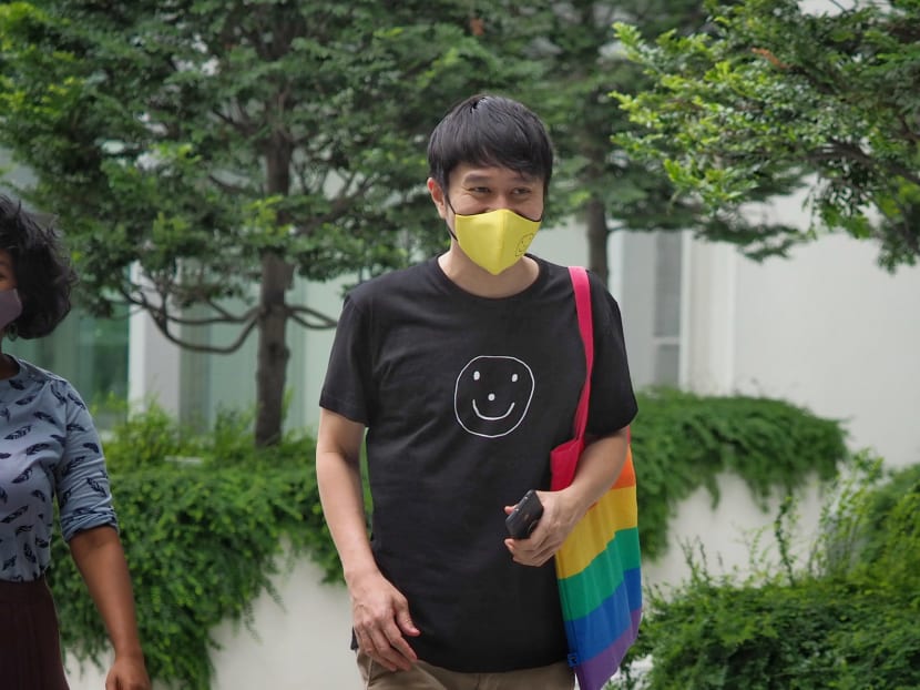 Mr Jolovan Wham arriving at the State Courts on Feb 15, 2021. Mr Jolovan Wham arriving at the State Courts on Feb 15, 2021.