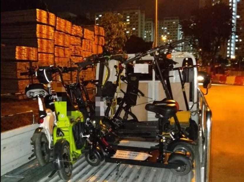 Personal mobility devices that were impounded over the weekend. Personal mobility devices that were impounded over the weekend.