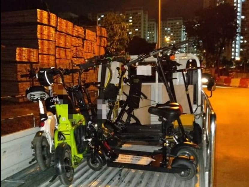 Personal mobility devices that were impounded over the weekend.
