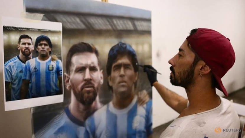 Argentine artist channels 'hand of God' with Maradona portraits Argentine artist channels 'hand of God' with Maradona portraits