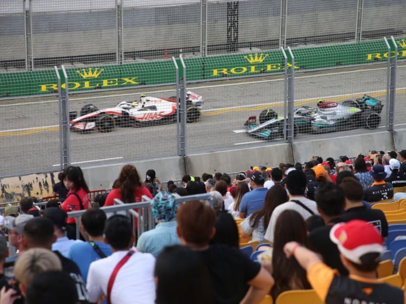 Spectators watching the practice rounds of the Singapore Grand Prix on Sept 30, 2022.