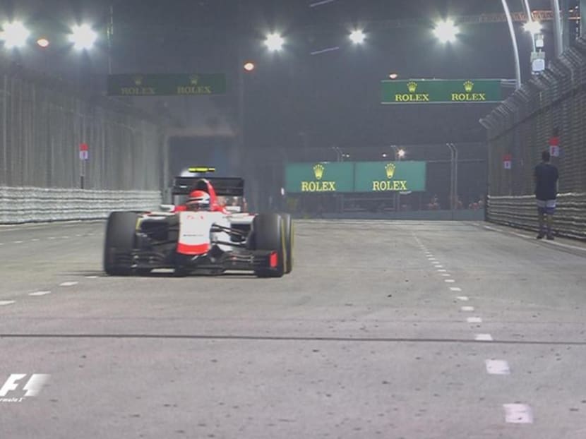Man spotted walking on the track during th Singapore GP. Photo: F1