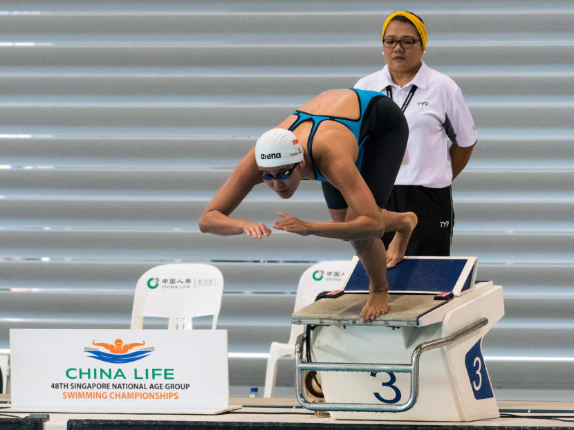 Quah Ting Wen swam a blistering 25.27sec in the 50m freestyle final to eclipse Amanda Tan's eight-year old record of 25.38sec. Photo: Singapore Swimming Association